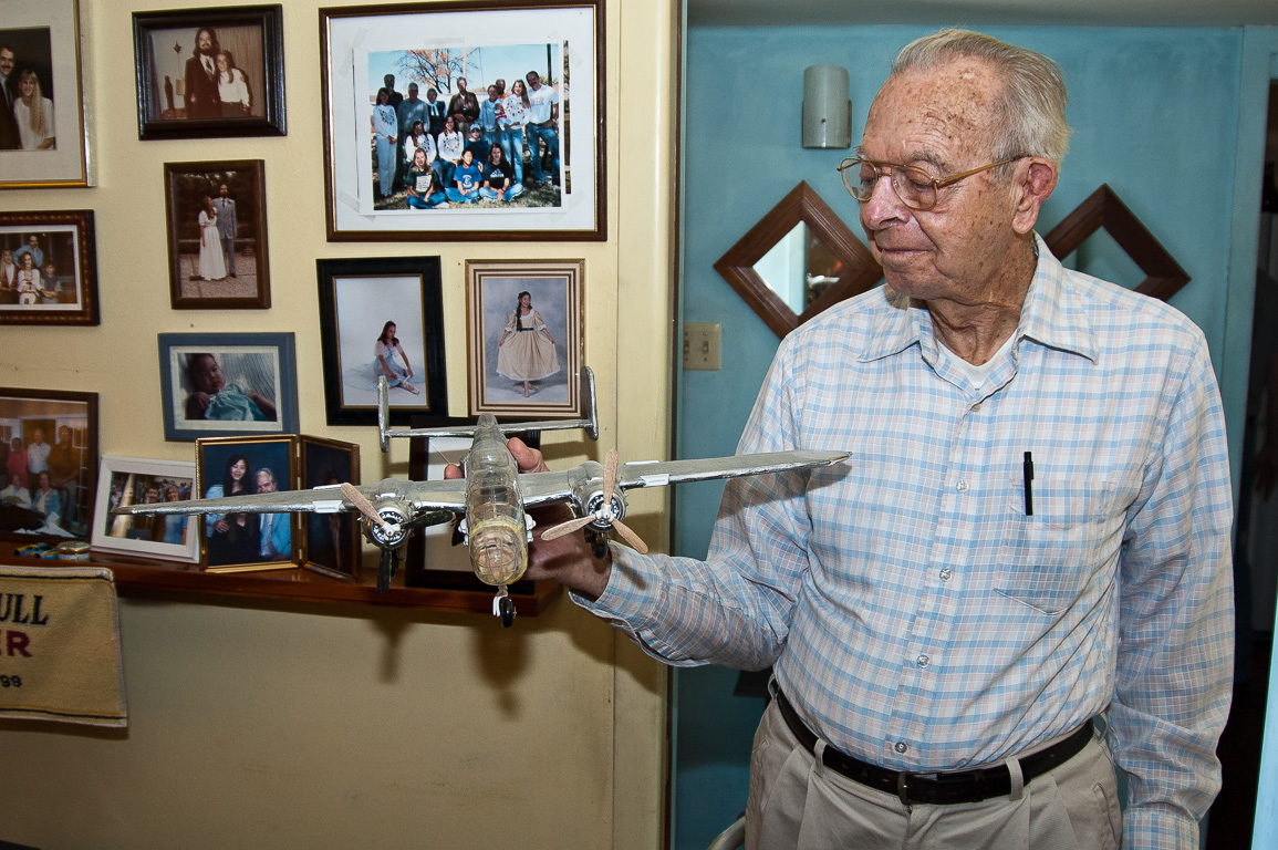 Taffy with the model plane that took 25 years to build