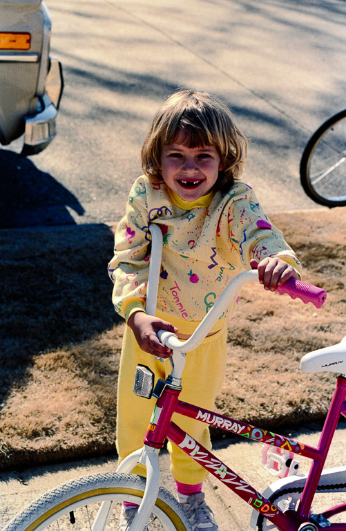 Megan with her new bike