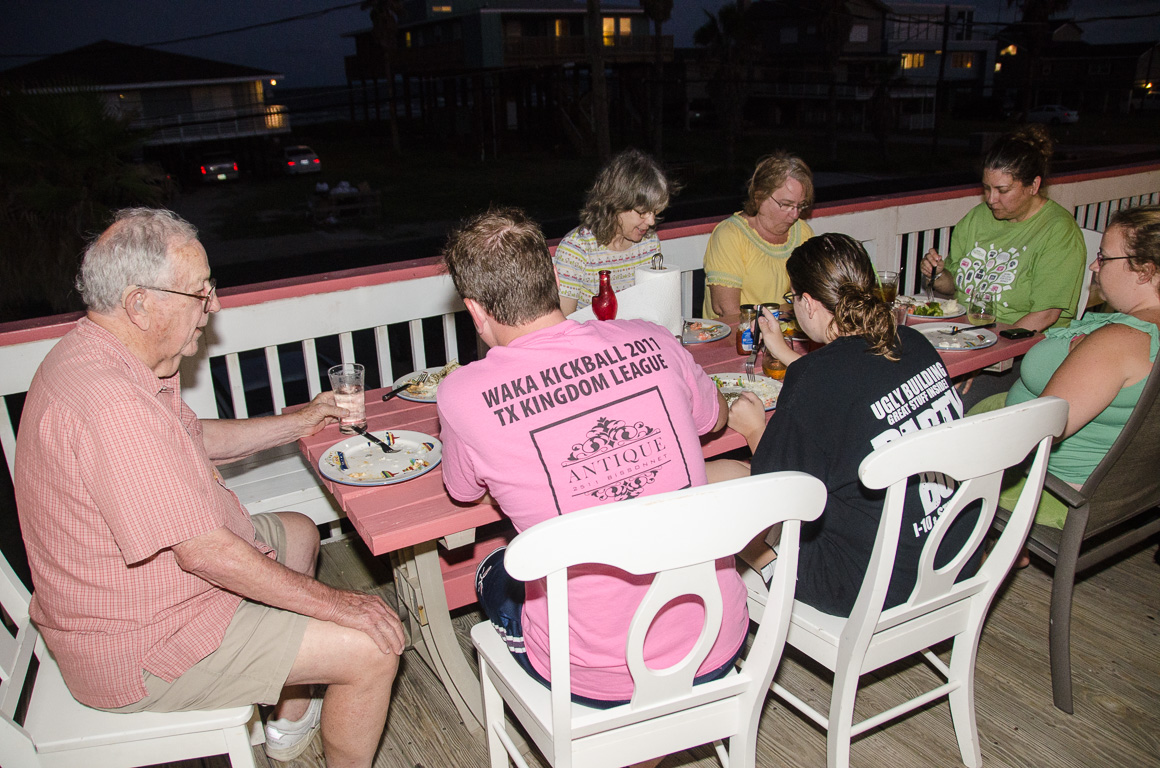 Eating dinner on the patio