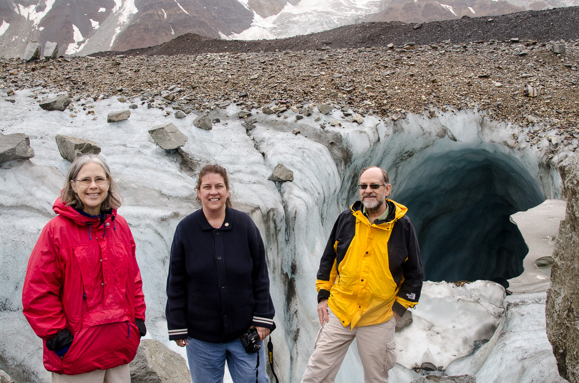 Sarah, Scherre & Ed exploring the snow cave