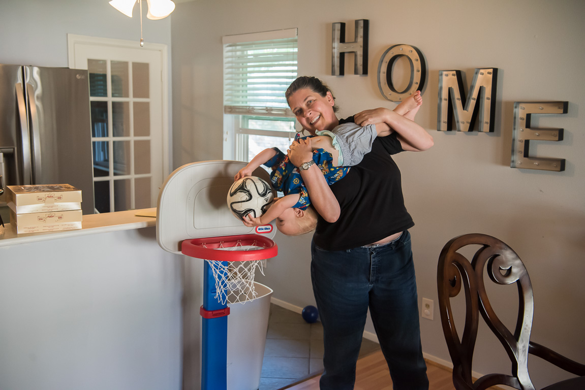 Scherre and Riley playing basketball