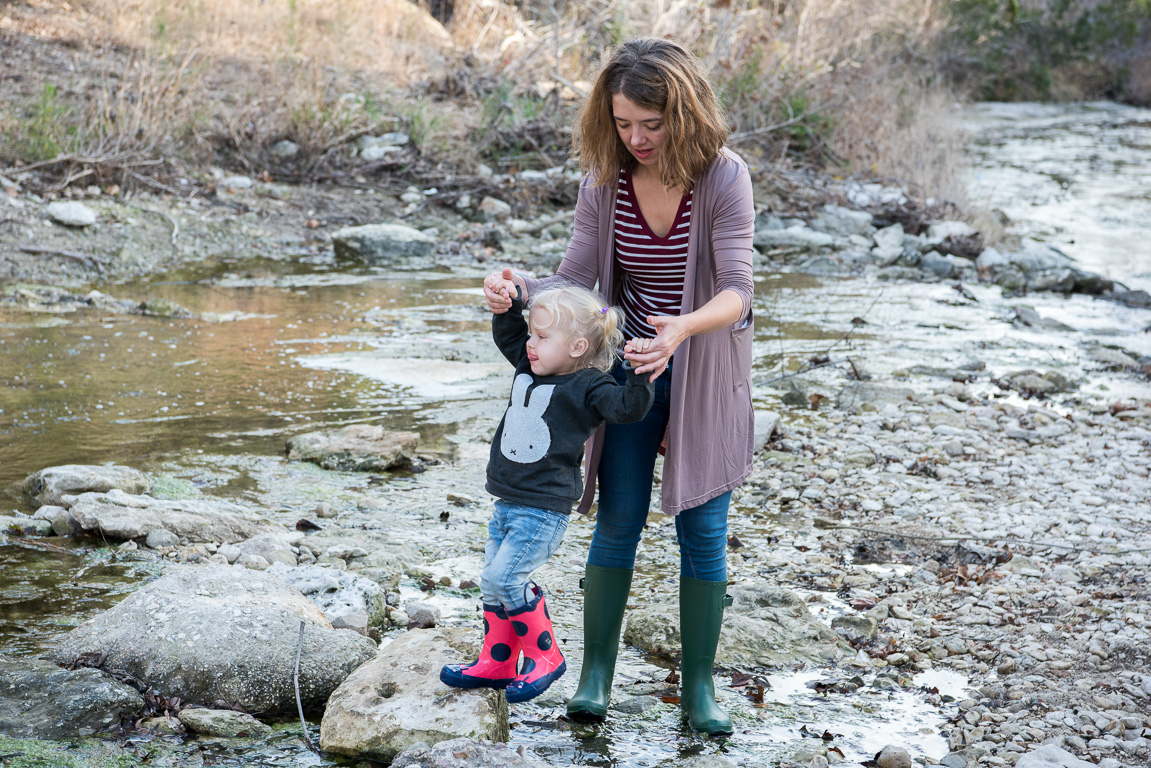 Playing with Casey at the creek