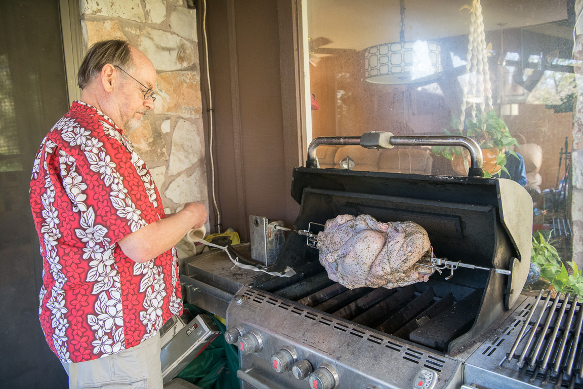 Grilliing the turkeys