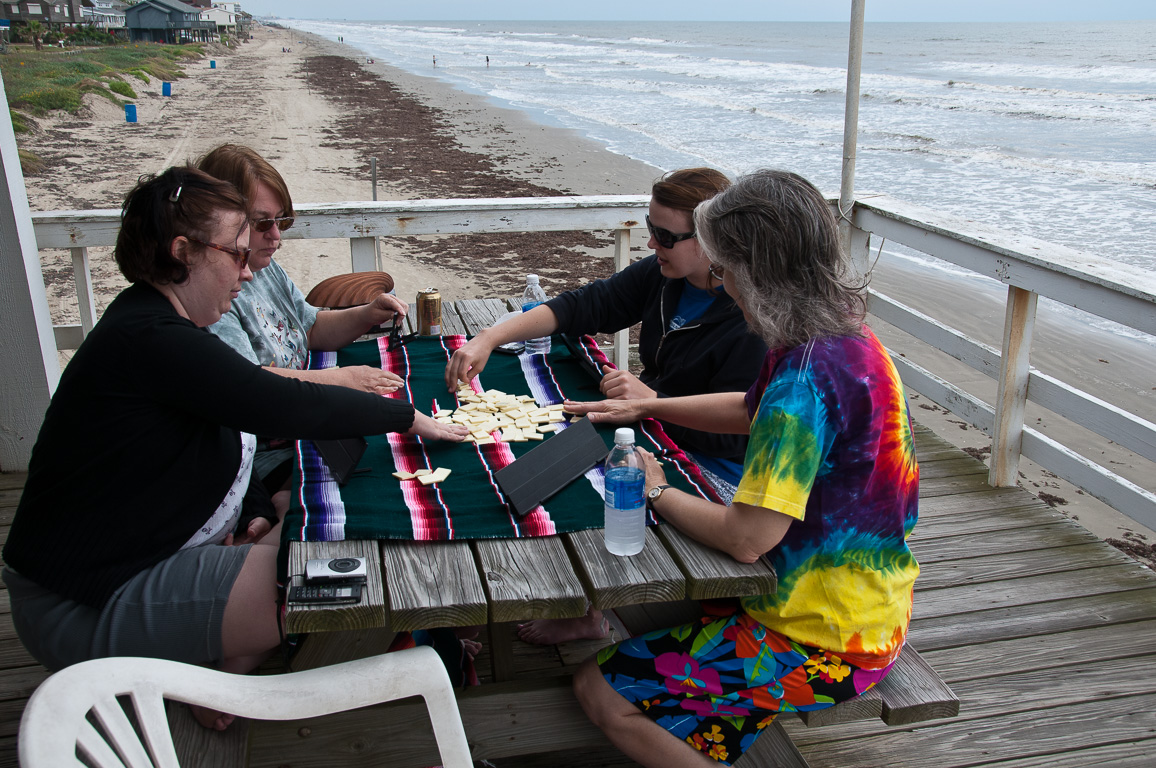 Kristy, Martha, Megan & Sarah playing games